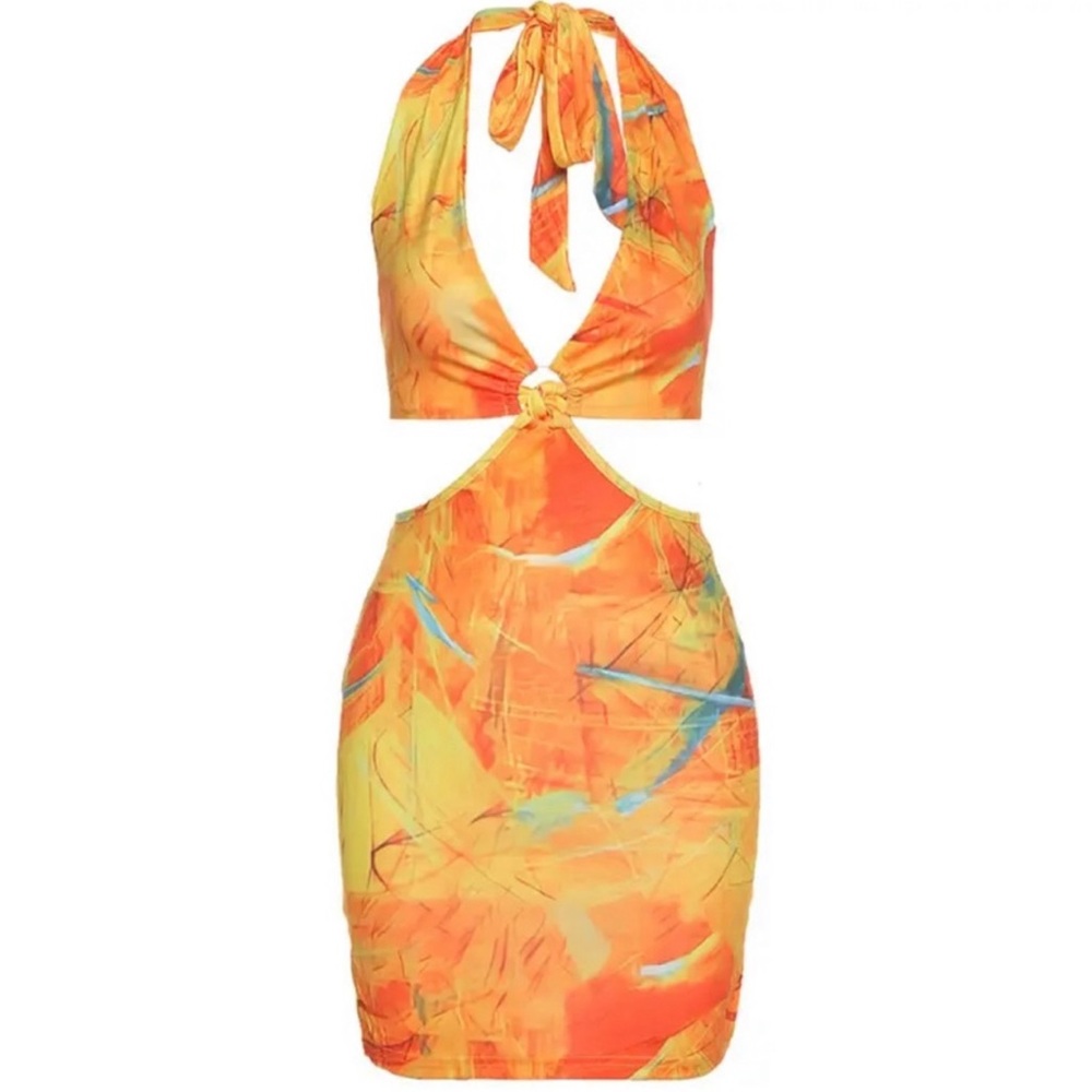 Farai London Mini Cut Out Halter Dress